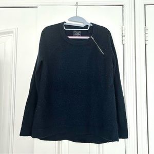 Abercrombie Navy Crewneck Sweater with Zip Detail Size S